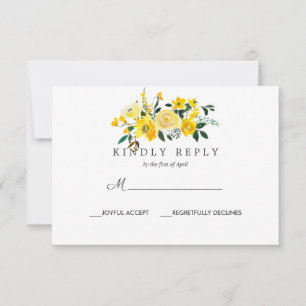 Vibrant Yellow Floral Wedding Response Rsvp