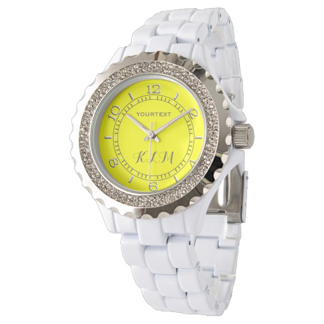 Vibrant Yellow Fluo Delight Ready Monogram Watch (Angled)