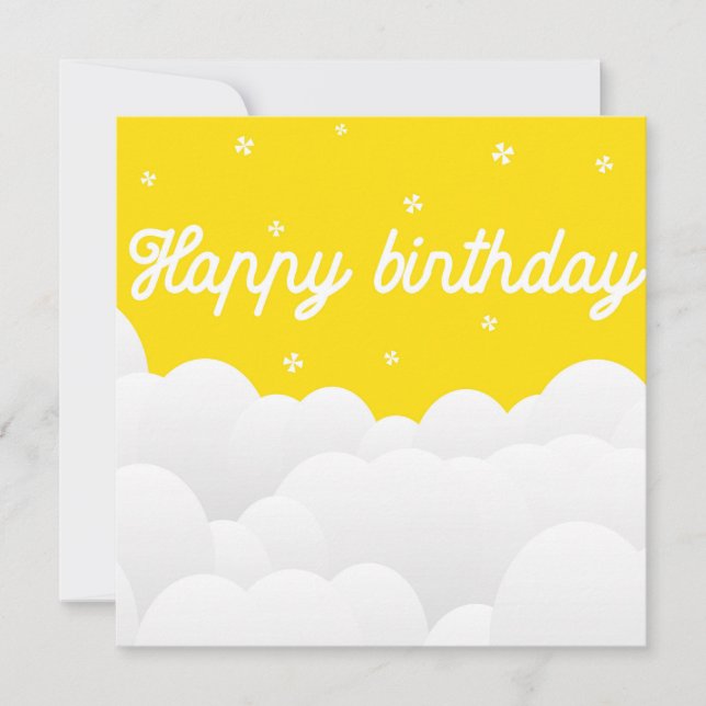 Vibrant yellow happy birthday party flyer poster card (Front)