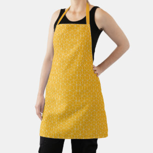 Vibrant Yellow Hexagonal Cube Pattern Design Apron