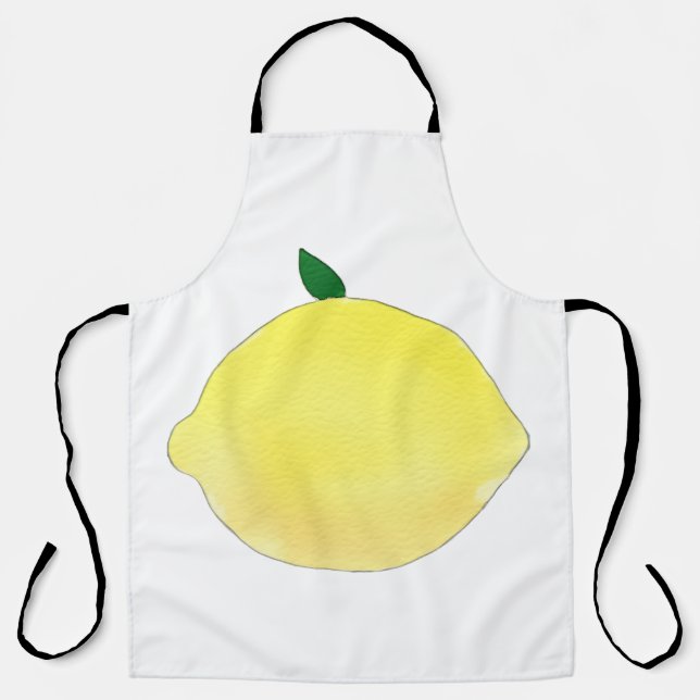 Vibrant Yellow Lemon Illustration Apron (Front)
