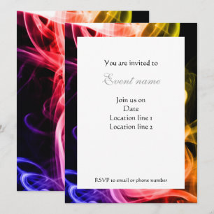 Vibrant Yellow Orange Purple Abstract Smoke Invite