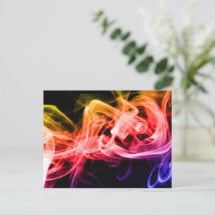 Vibrant Yellow Orange Purple Abstract Smoke Postcard