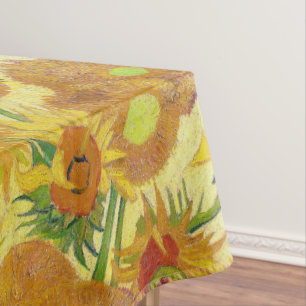 Vibrant Yellow Orange Sunflowers Oil Painting Tablecloth