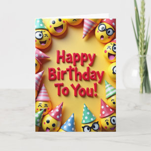 Vibrant Yellow Party Hat Card