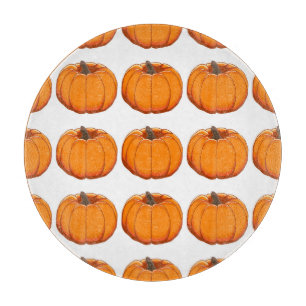 Vibrant yellow pumpkin pattern illustration. cutting board
