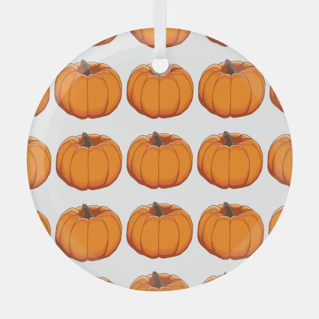 Vibrant yellow pumpkin pattern illustration. glass tree decoration (Front)