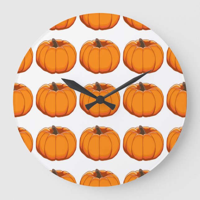 Vibrant yellow pumpkin pattern illustration. large clock (Front)