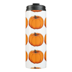 Vibrant yellow pumpkin pattern illustration. thermal tumbler