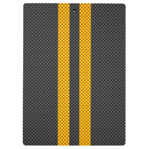 Vibrant Yellow Racing Stripes Carbon Fibre Style Clipboard