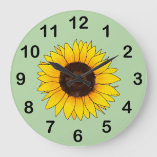 Vibrant Yellow Sunflower Bloom Large Clock