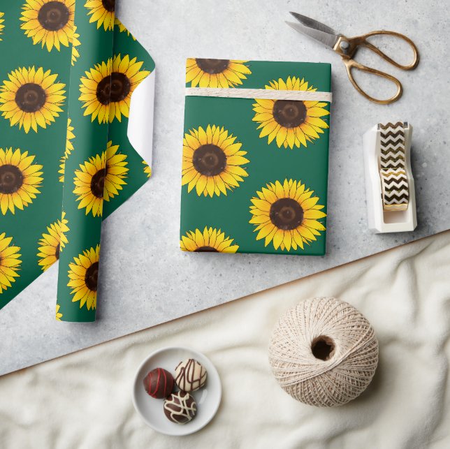 Vibrant Yellow Sunflower Bloom Wrapping Paper (Crafts)
