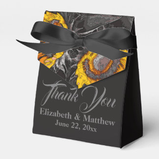 Vibrant Yellow Sunflowers On Charcoal Abstract Art Favour Box