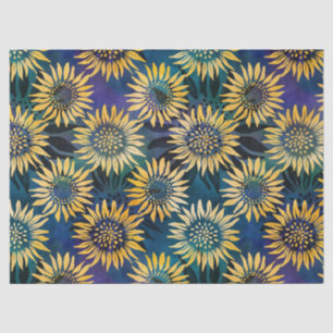 Vibrant Yellow Sunflowers on Purple Decoupage Tissue Paper
