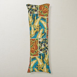 Vibrant Yellow & Teal Art Deco Butterfly Art Body Cushion