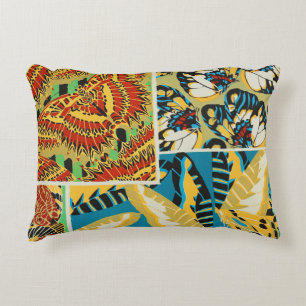 Vibrant Yellow & Teal Art Deco Butterfly Art Decorative Cushion