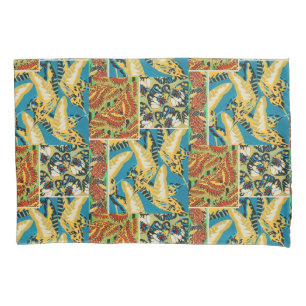 Vibrant Yellow & Teal Art Deco Butterfly Art Pillowcase