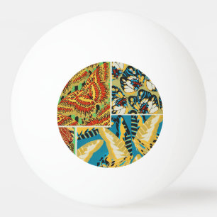 Vibrant Yellow & Teal Art Deco Butterfly Art Ping Pong Ball