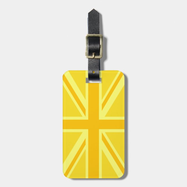 Vibrant Yellow Union Jack Luggage Tag (Front Vertical)