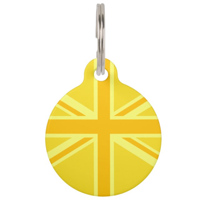 Vibrant Yellow Union Jack Pet Tag (Front)