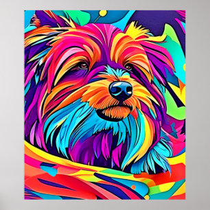 Vibrant Yorkie Pop Art Poster