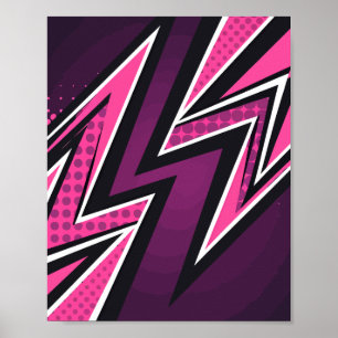 Vibrant Zigzag in Pink and Purple Poster