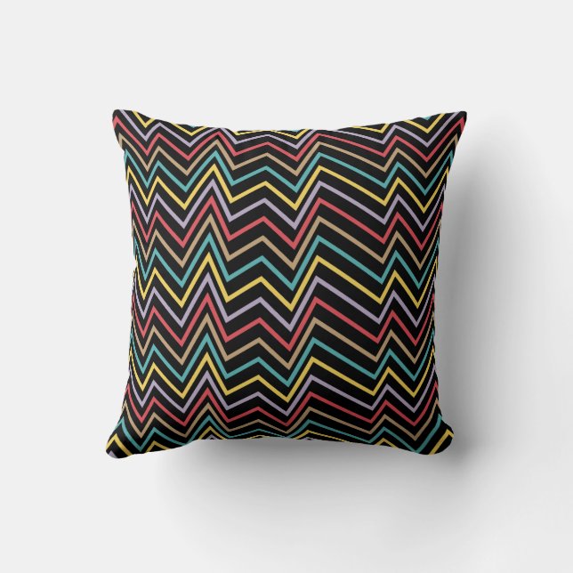 Vibrant ZigZag Symphony A Burst of Colourful Energ Cushion (Back)