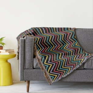 Vibrant ZigZag Symphony A Burst of Colourful Energ Throw Blanket