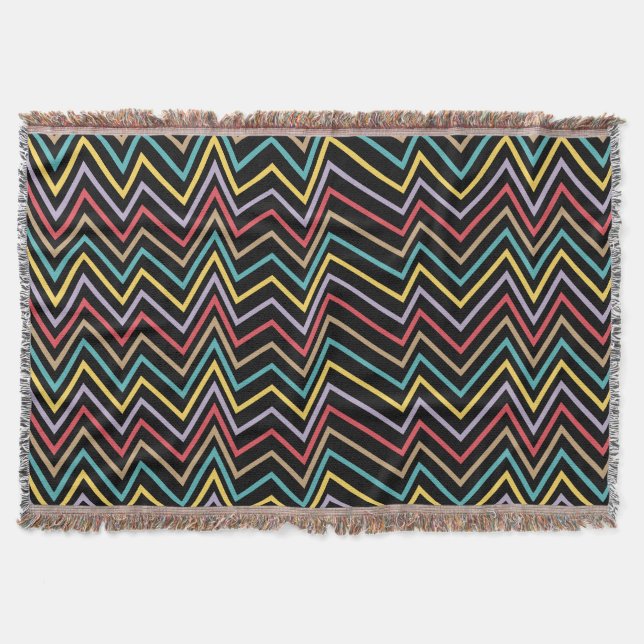 Vibrant ZigZag Symphony A Burst of Colourful Energ Throw Blanket (Front)