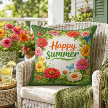 Vibrant Zinnia Flowers Happy Summer Green 