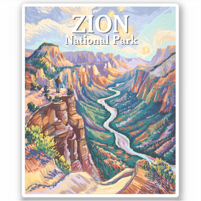 Vibrant Zion National Park Canyon River Hiking Art (Front)