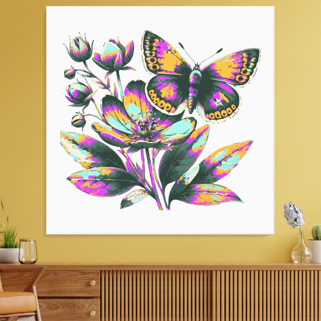 Vibrante butterfly canvas print (Insitu(LivingRoom))