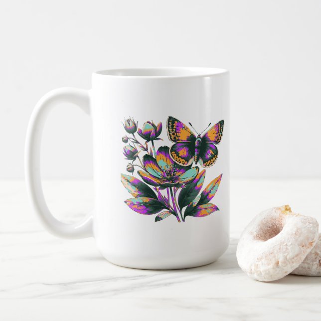 Vibrante butterfly coffee mug (With Donut)