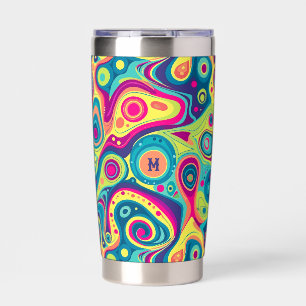 Vibrante colour groovy swirls pattern insulated tumbler