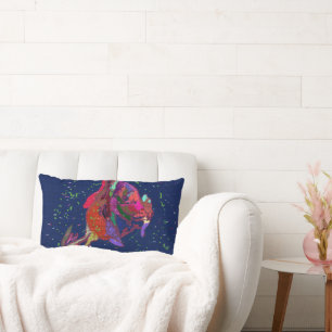 Vibrantly Colored Flower Lumbar Pillow
