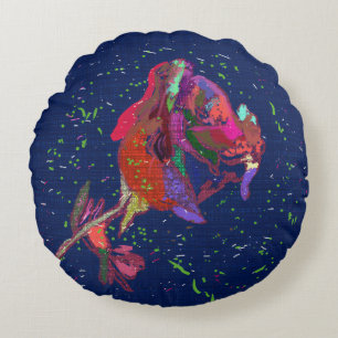 Vibrantly Colored Flower Round Pillow