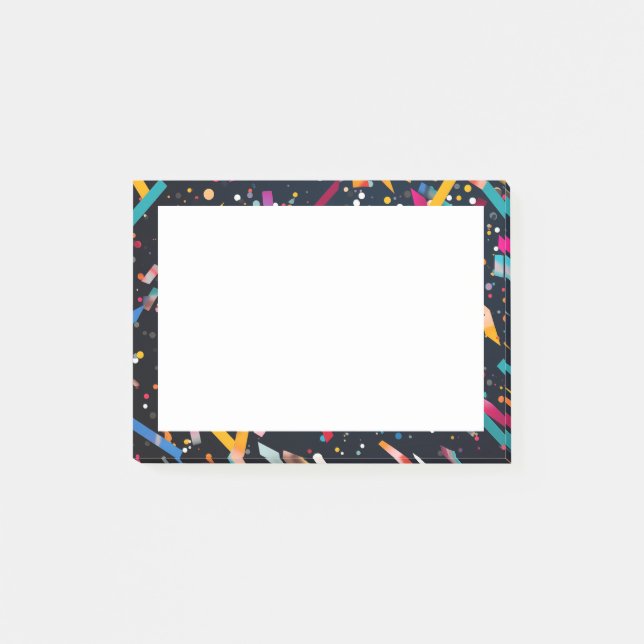 Vibrantly-coloured confetti	 post-it notes (Front)