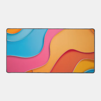 Vibrantly-coloured curved lines with text space desk mat