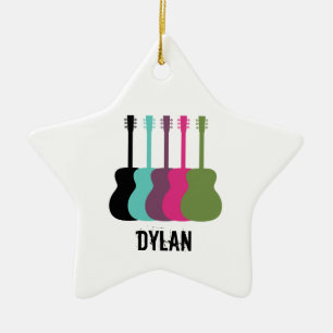 Vibrantly Coloured Guitars Star Ornament