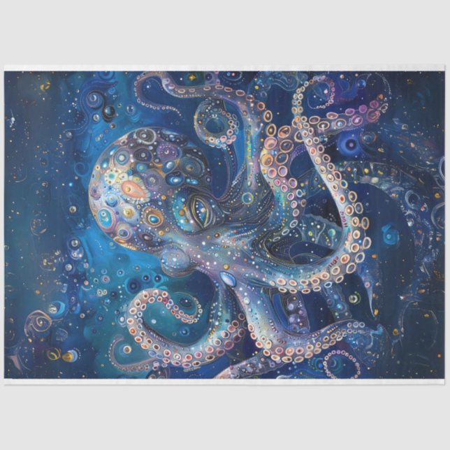 Vibrantly Coloured Octopus Decoupage Tissue Paper (Front)