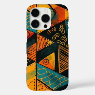 Vibrantly colourful triangles with tribal patterns iPhone 16 pro case