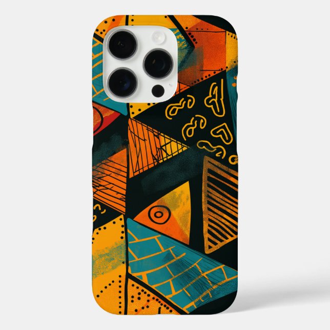 Vibrantly colourful triangles with tribal patterns Case-Mate iPhone case (Back)