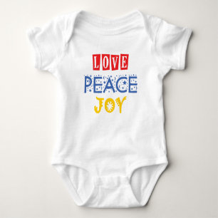 Vibrants Colour and Words: Love Peace Joy Baby Bodysuit