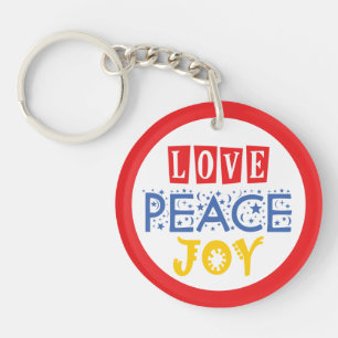 Vibrants Colour and Words: Love Peace Joy Key Ring
