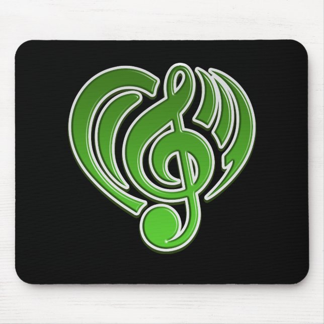 Vibrations Musical Love Green Heart Music Note DJ Mouse Mat (Front)