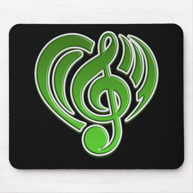 Vibrations Musical Love Green Heart Music Note DJ Mouse Mat (Front)