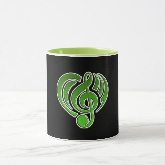 Vibrations Musical Love Green Heart Music Note DJ Mug (Center)