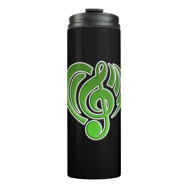 Vibrations Musical Love Green Heart Music Note DJ Thermal Tumbler (Front)