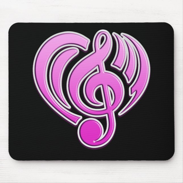 Vibrations Musical Love Pink Heart Music Note DJ Mouse Mat (Front)