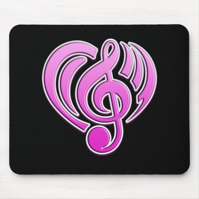 Vibrations Musical Love Pink Heart Music Note DJ Mouse Mat (Front)